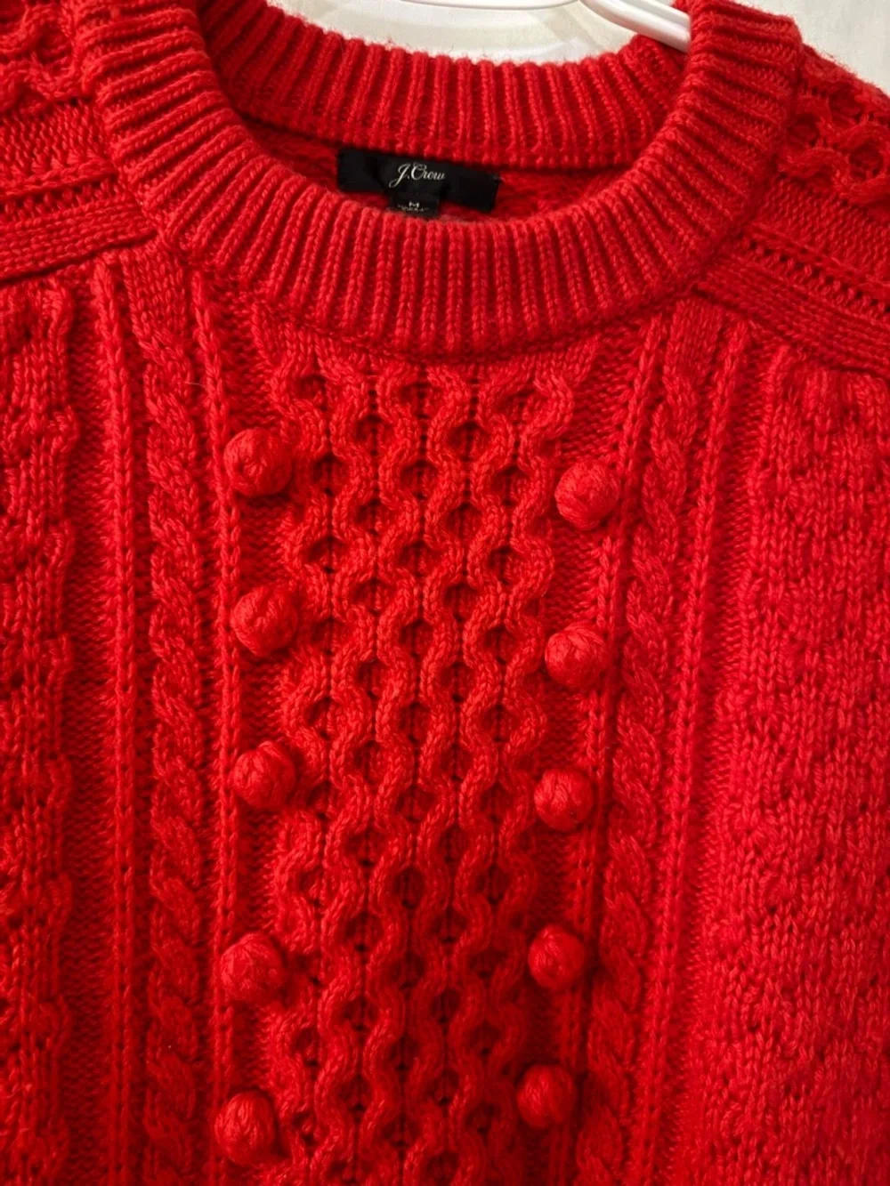 J. CREW Red Cable Knit Wool Blend Sweater Size M